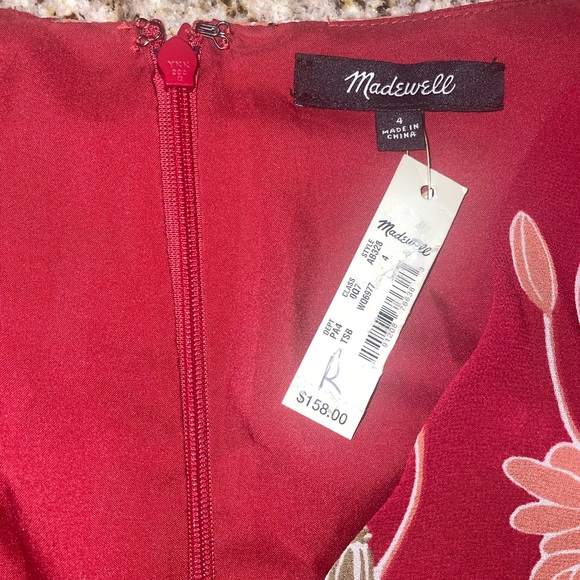 NWT Madewell Tulip Short Sleeve Maxi Dress in Tall Sunflowers Red Multicolor - Picture 10 of 13